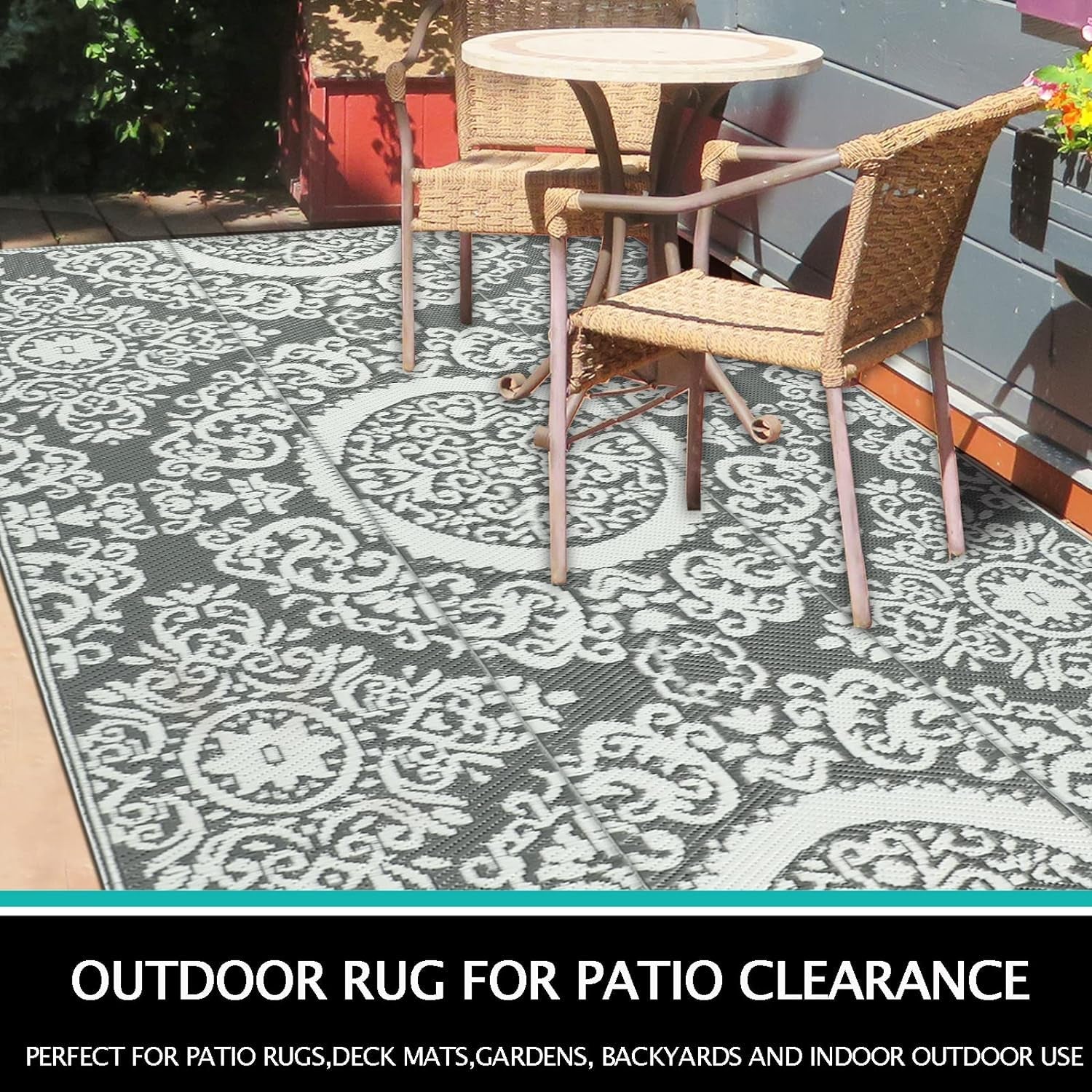 Waterproof Reversible Floral Outdoor Rug 120x180cm - Versatile Mat for Patio, RV, Camping & BBQ - Nourishment Tapestry