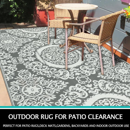 Waterproof Reversible Floral Outdoor Rug 120x180cm - Versatile Mat for Patio, RV, Camping & BBQ - Nourishment Tapestry