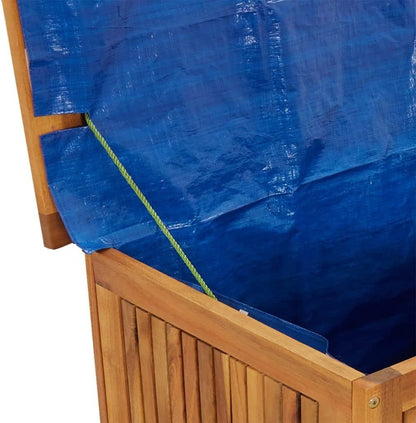 Weatherproof Acacia Wood Garden Storage Box: Outdoor Rolling Cushion Organizer - Nourishment Tapestry
