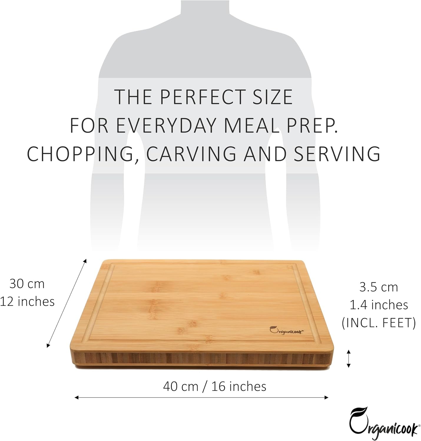 XL Bamboo Cutting Board: Non - Slip 40x30cm Eco - Friendly Kitchen Essential - Nourishment Tapestry