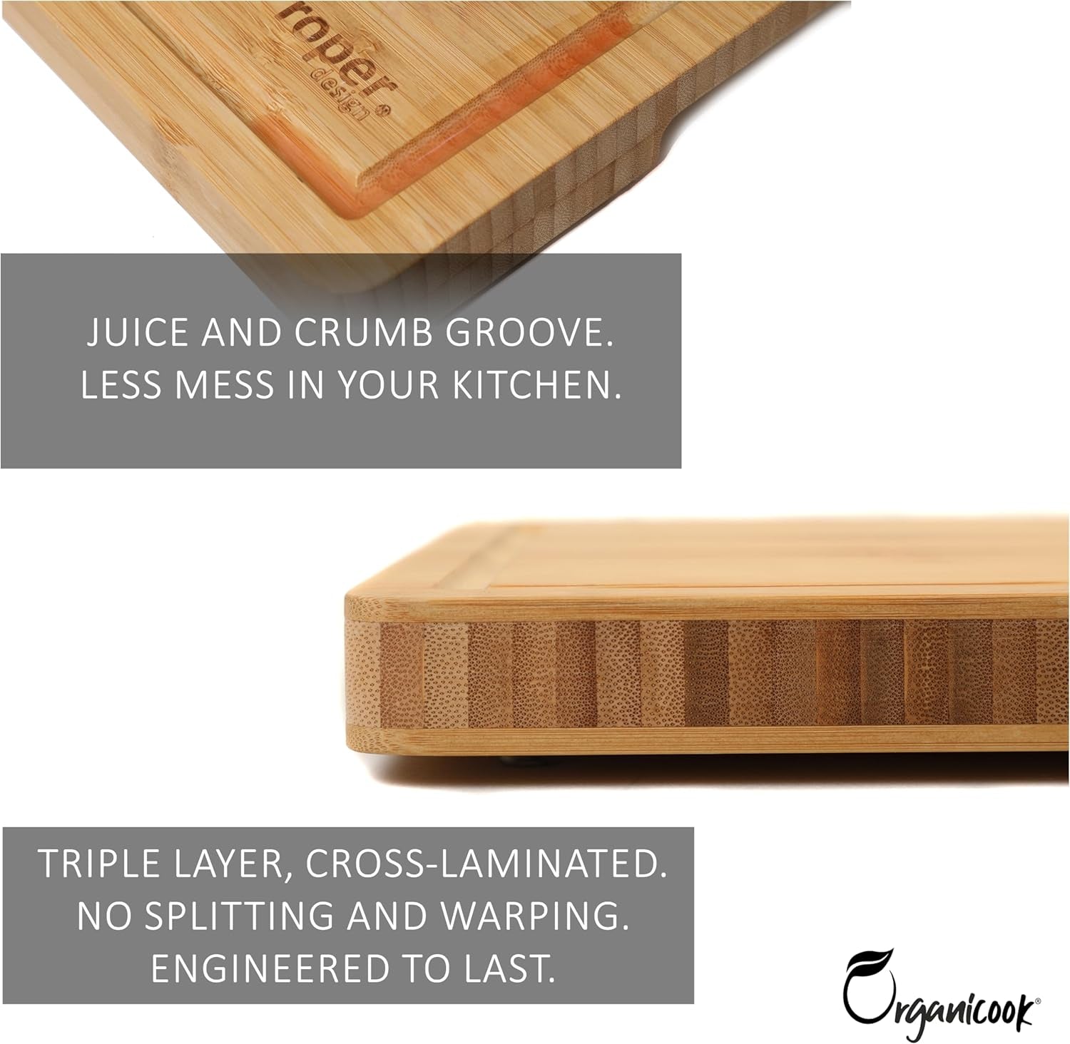 XL Bamboo Cutting Board: Non - Slip 40x30cm Eco - Friendly Kitchen Essential - Nourishment Tapestry