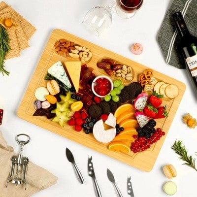 XL Bamboo Cutting Board with Compartments: 18"x12" Prep Station & Juice Groove - Kitchen Chopping Block - Nourishment Tapestry