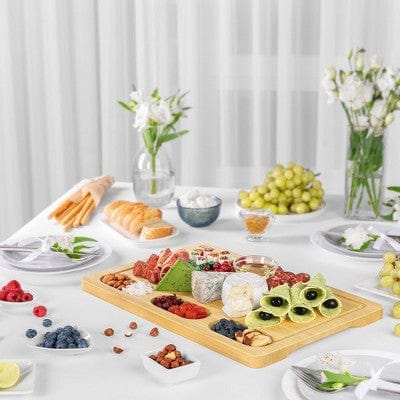 XL Bamboo Cutting Board with Compartments: 18"x12" Prep Station & Juice Groove - Kitchen Chopping Block - Nourishment Tapestry