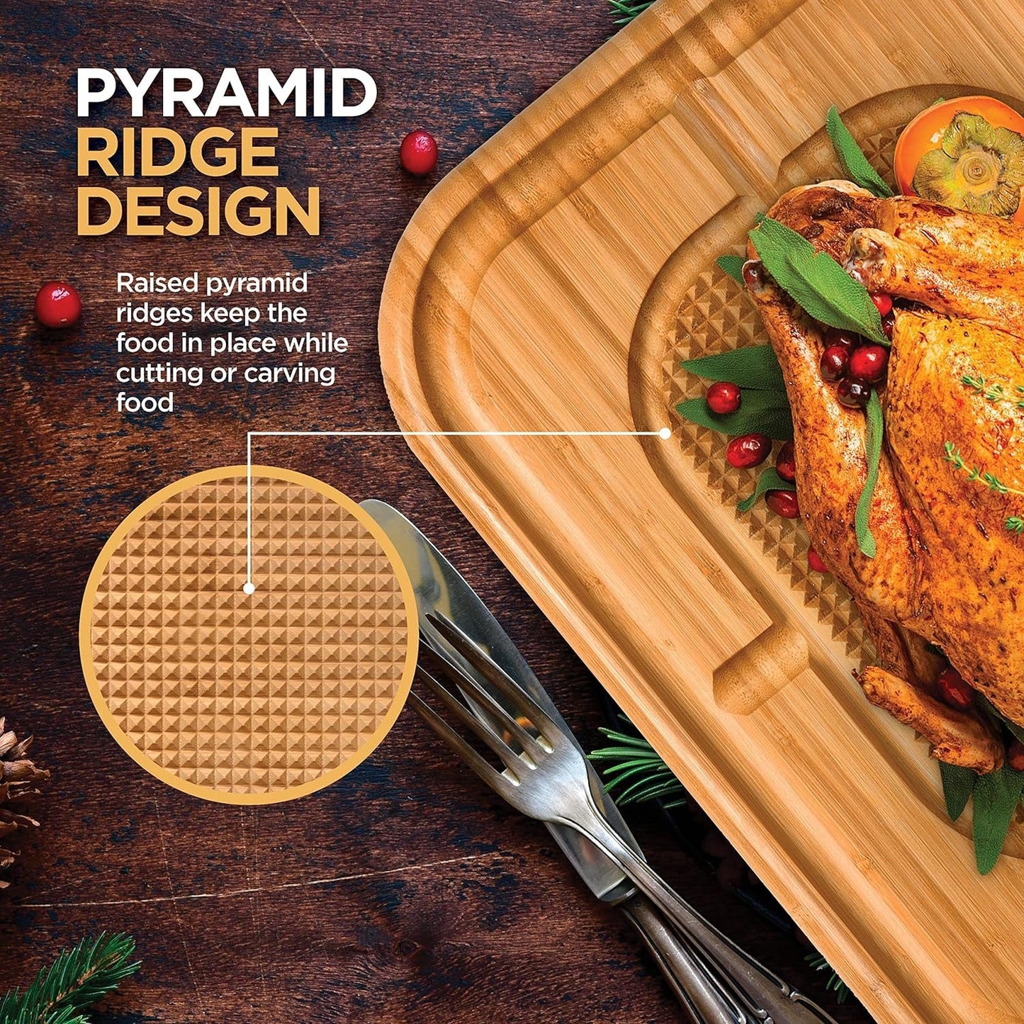 XL Bamboo Cutting Board with Juice Groove: Eco - Friendly Valentine's Gift for Him - Nourishment Tapestry