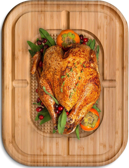 XL Bamboo Cutting Board with Juice Groove: Eco - Friendly Valentine's Gift for Him - Nourishment Tapestry
