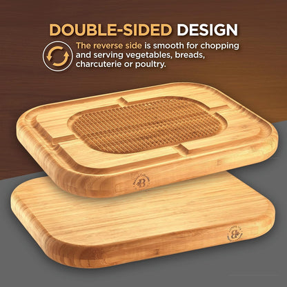 XL Bamboo Cutting Board with Juice Groove: Eco - Friendly Valentine's Gift for Him - Nourishment Tapestry