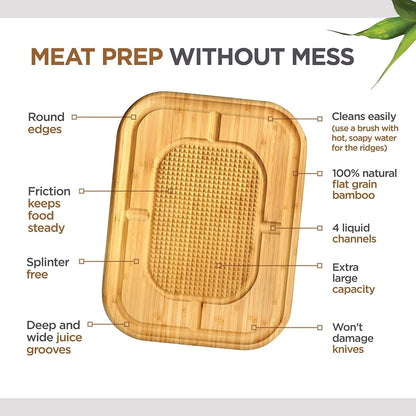XL Bamboo Cutting Board with Juice Groove: Eco - Friendly Valentine's Gift for Him - Nourishment Tapestry