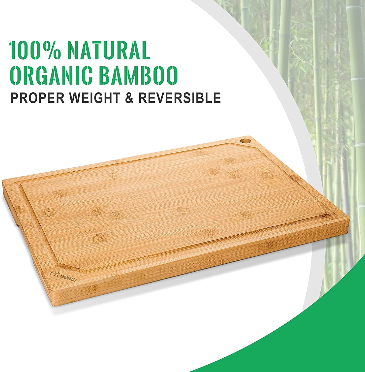 XL Organic Bamboo Cutting Board 18": Premium Kitchen Essential with Juice Groove - Nourishment Tapestry